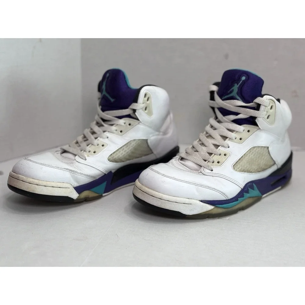 Nike Air Jordan 5‎ Retro Grape 2013 White Emerald Purple 136027-108 Men's 9.5